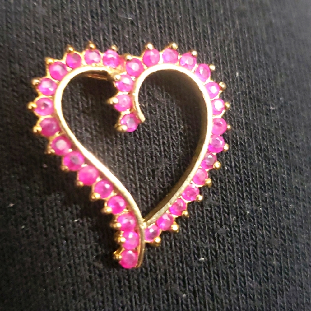 Vintage Pink heart charm with pink stones